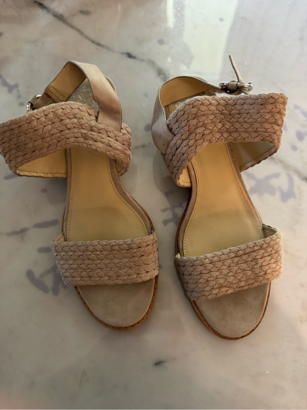 Vince Camuto Braided Strap Sandals in Blush Tan